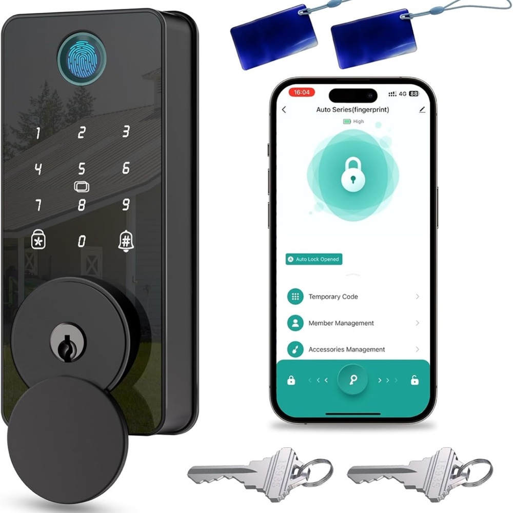 Smart Fingerprint Door Lock - Black